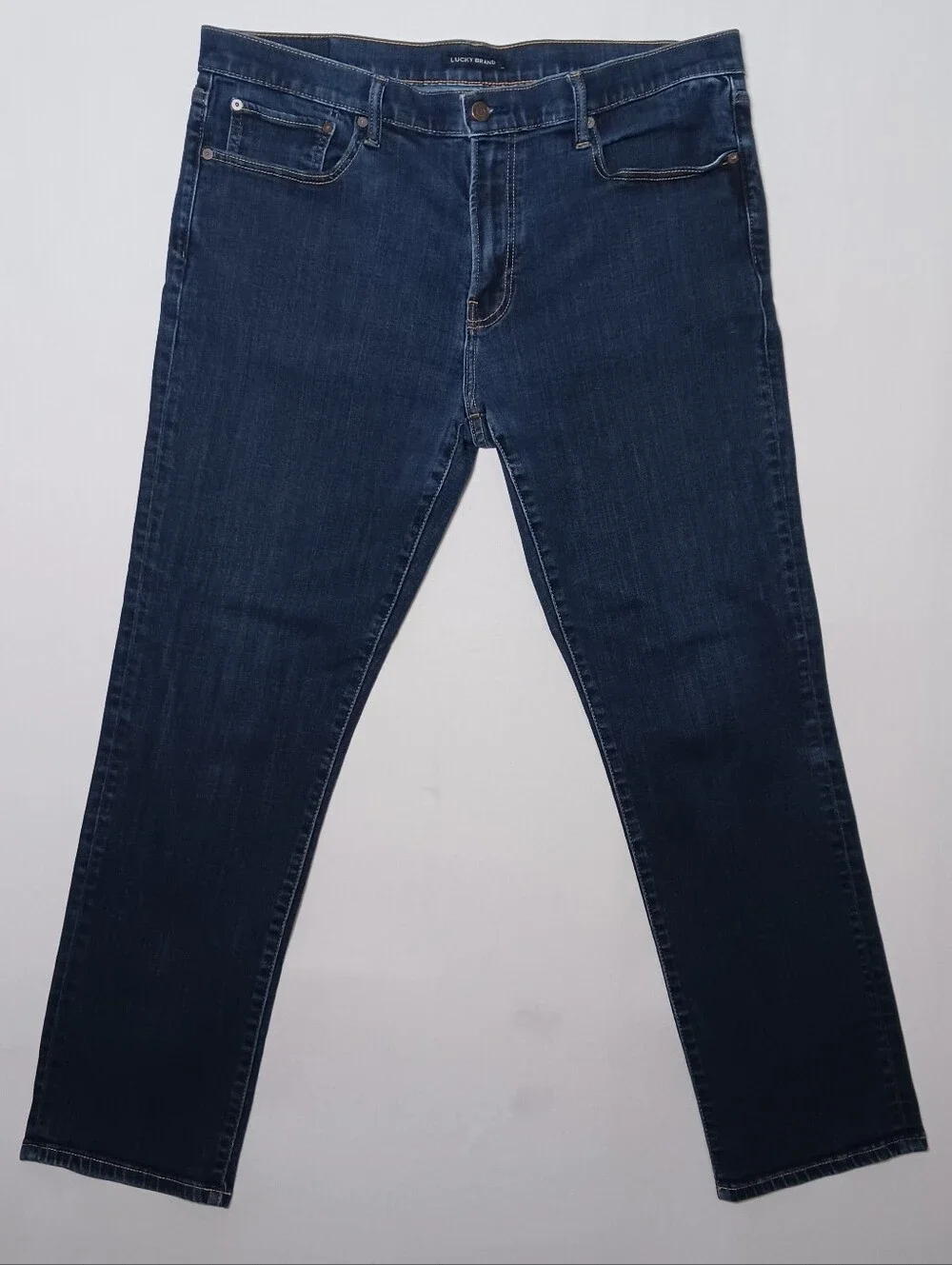 Lucky Brand Mens 223 Straight Leg Jeans 38X32 Dark Blue Denim Stretch CoolMax
